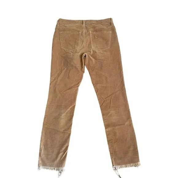 Free People Tan Brown Corduroy Raw Hem Womens Soft Pants Slim Leg Cropped SZ 27 - Picture 5 of 10